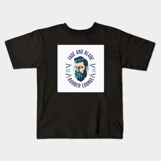 Fade and Blade barber lounge Kids T-Shirt by Dress Wild